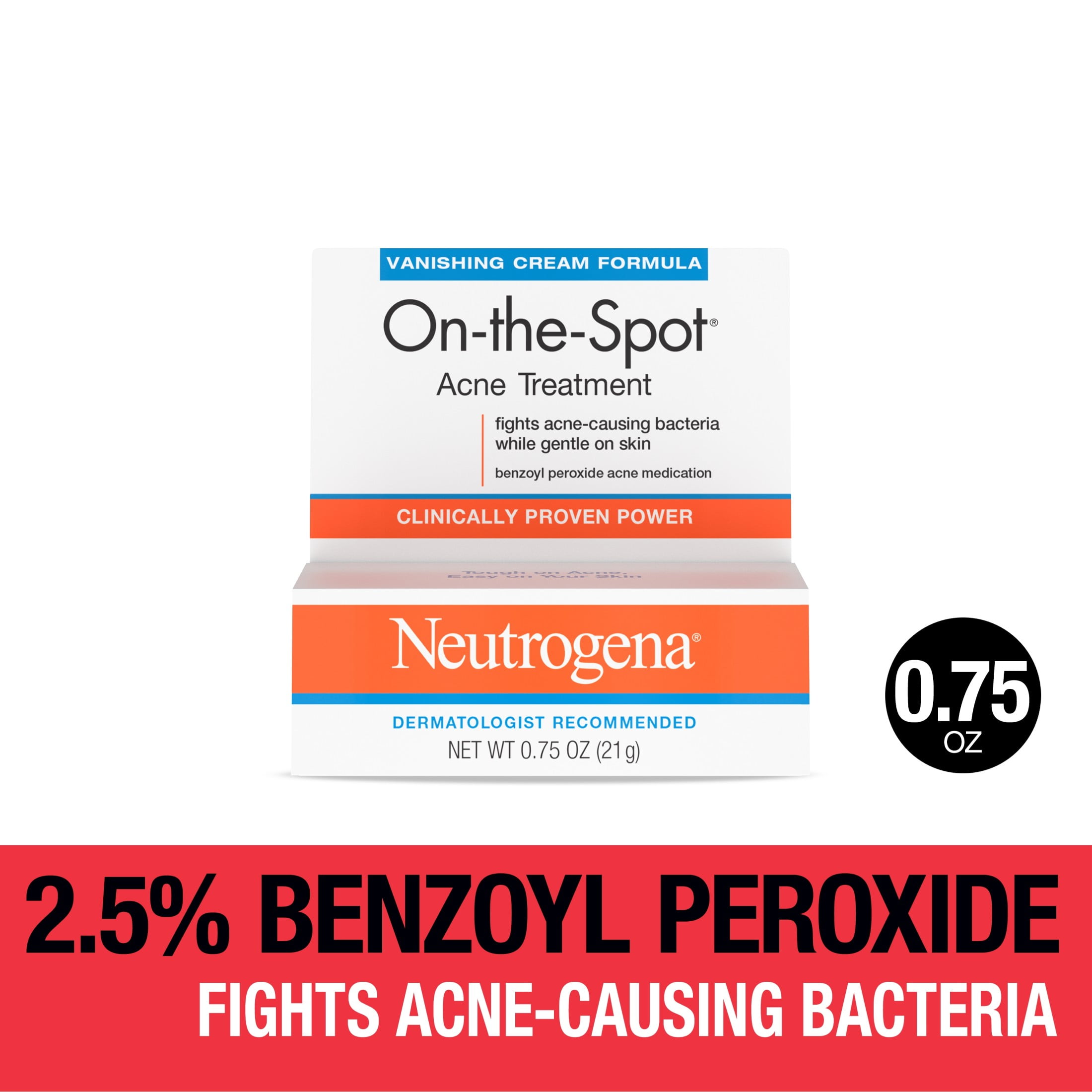 Neutrogena On-The-Spot Acne Treatment with Benzoyl Peroxide, 0.75 oz