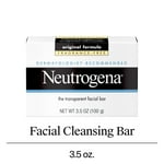 Neutrogena Original Fragrance-Free Facial Cleansing Bar with Glycerin, Pure & Transparent Gentle Face Wash Bar Soap, Free of Harsh Detergents, Dyes & Hardeners, 3.5 oz