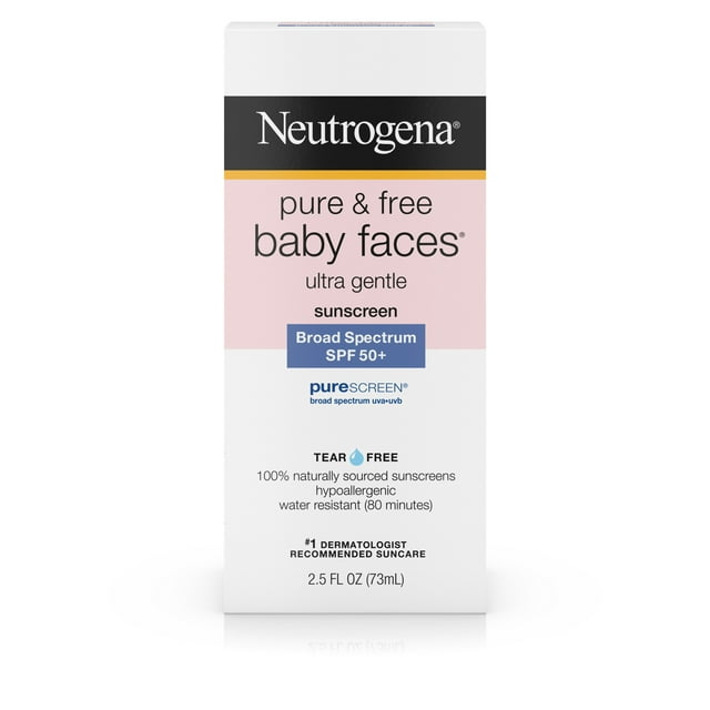 Neutrogena Pure & Free Baby Faces Ultra Gentle Sunscreen Broad Spectrum SPF 45+, 2.5 Oz