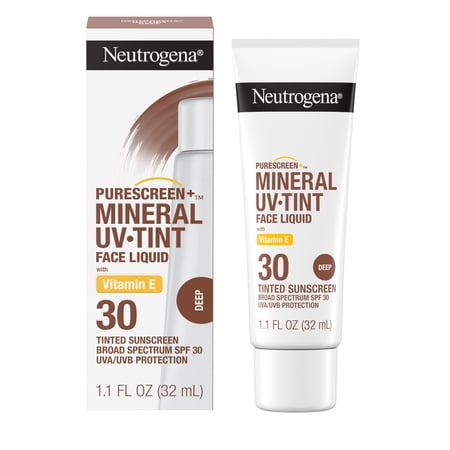 Neutrogena Purescreen Tinted Sunscreen SPF 30, Mineral Face Sunscreen, Deep, 1.1 fl. oz