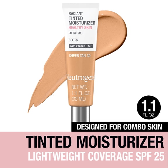 Neutrogena Radiant Tinted Face Moisturizer, Sheer Tan 30, 1.1 fl. oz