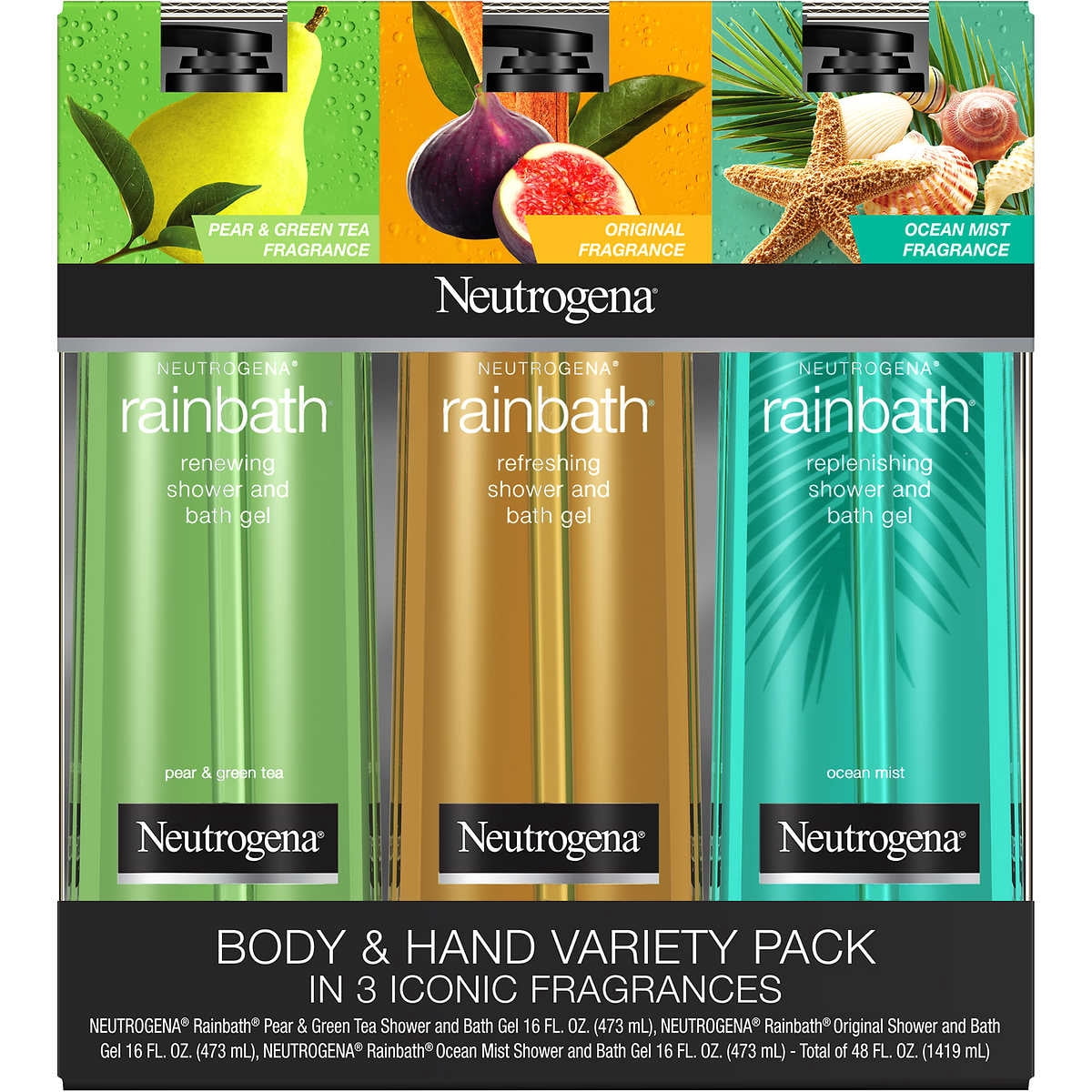 Neutrogena Rainbath Shower and Bath Gel, Variety Pack, 16 Fluid Ounce