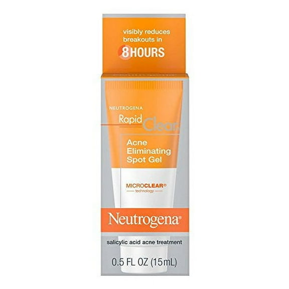 Neutrogena Rapid Clear Acne Eliminating Spot Treatment Gel with Witch Hazel and Salicylic Acid Acne Medicine for Acne-Prone Skin, 0.5 fl. oz (Pack of 2)