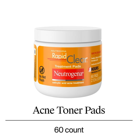 Neutrogena Rapid Clear Maximum Strength Acne Facial Pads, 60 Count