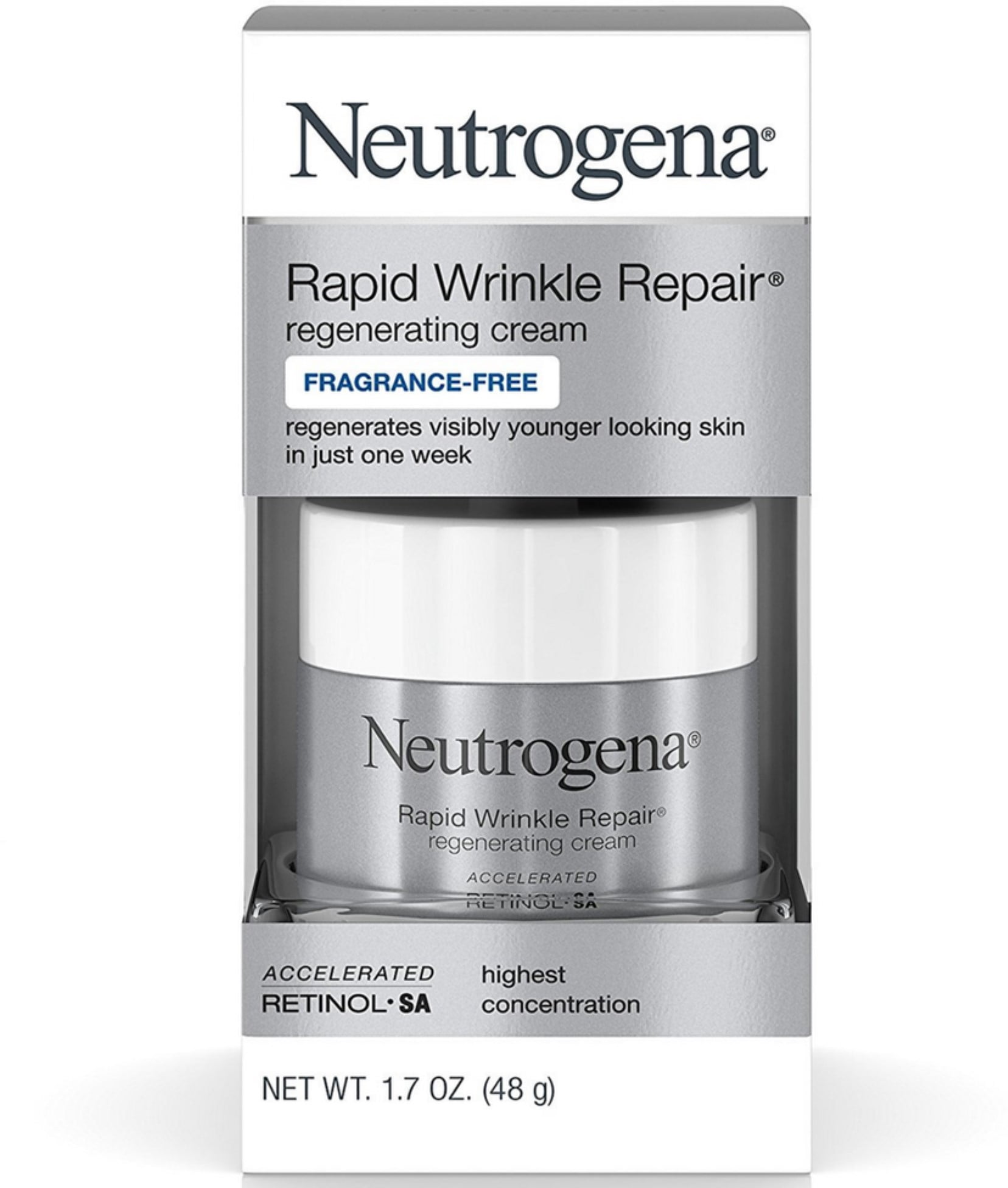 Neutrogena Rapid Wrinkle Repair Cream Fragrance Free 1.7 oz (Pack of 2)