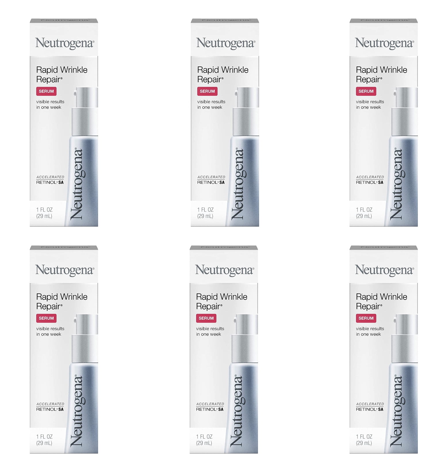 Neutrogena Rapid Wrinkle Repair Serum 1 oz (Pack of 6)