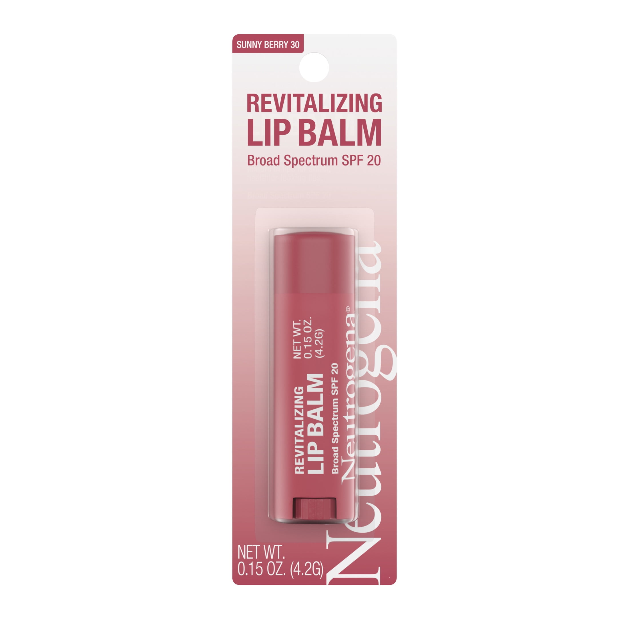 Neutrogena Revitalizing Tinted Lip Balm, SPF 20, Sheer Sunny Berry, .15 oz