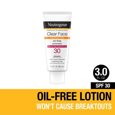 Neutrogena SPF 30 Clear Face Sunscreen for Oily Skin, 3 fl. oz