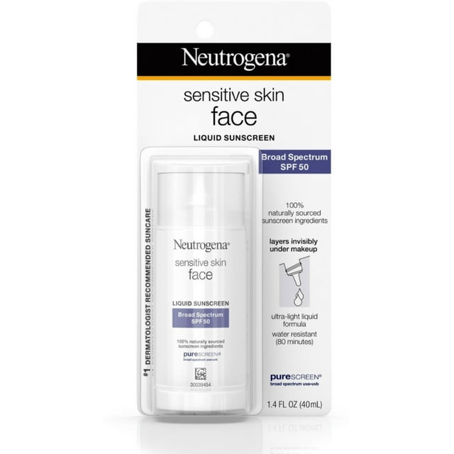Neutrogena Sensitive Skin Face Liquid Sunscreen SPF 50, 1.4 oz