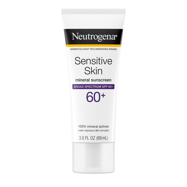 Neutrogena Sensitive Skin Mineral Sunscreen Lotion, SPF 60+, 3 fl. oz