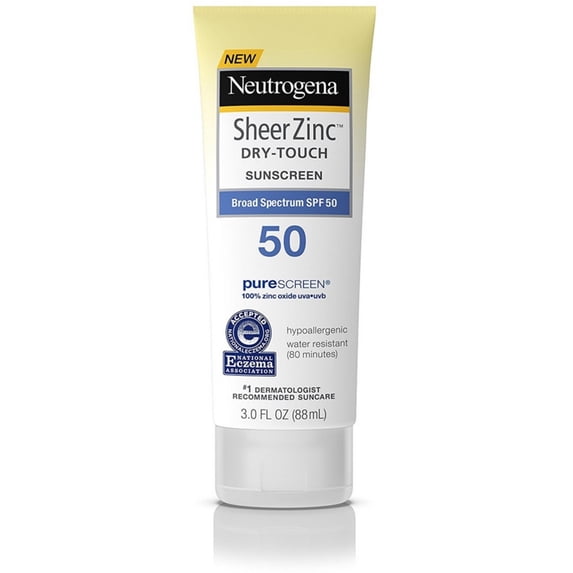 Neutrogena Sheer Zinc Dry-Touch Sunscreen Broad Spectrum, SPF 50 3 oz (Pack of 4)