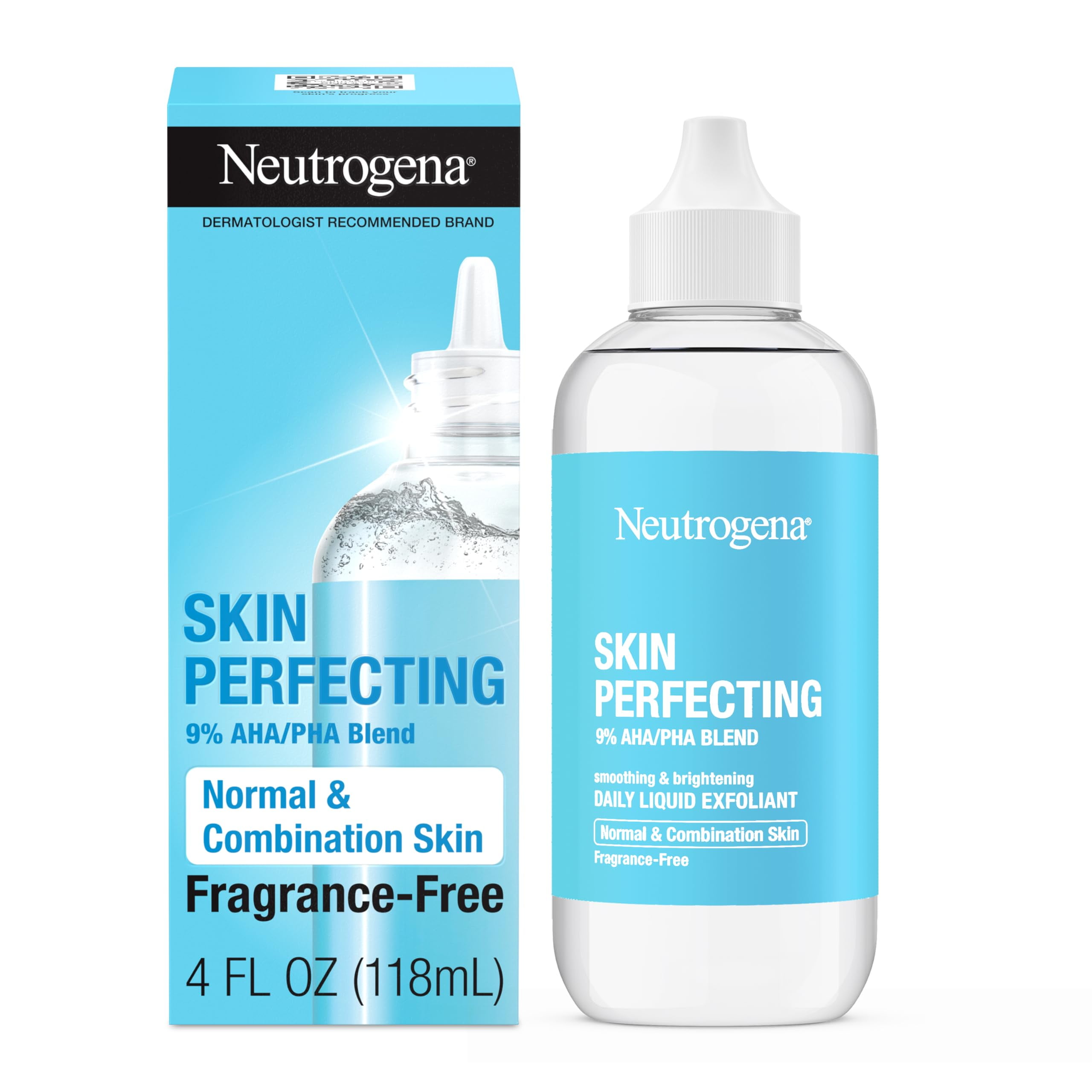 Neutrogena Skin Perfecting Smoothing & Brightening Daily Liquid Exfoliant 4 fl oz product package