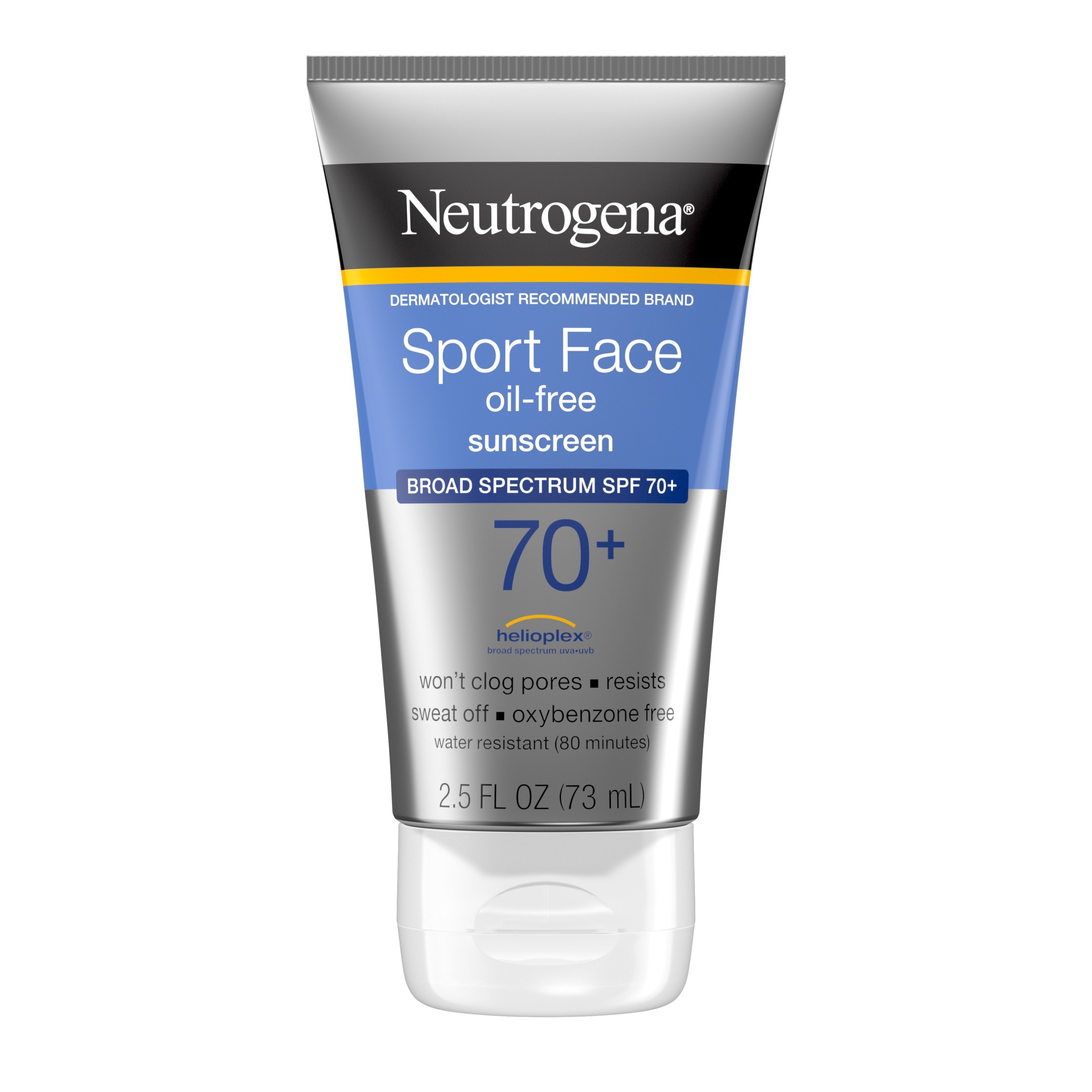 Neutrogena Sport Face Oil-Free Lotion Sunscreen, SPF 70+ Sunblock, 2.5 fl oz - image 1 of 9