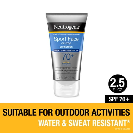 Neutrogena Sport Face Oil-Free Lotion Sunscreen, SPF 70+ Sunblock, 2.5 fl oz