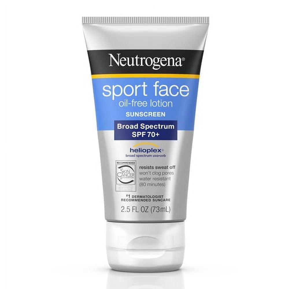 Neutrogena Sport Face Sunscreen Oil-Free Lotion, SPF 70+, 2.5 Oz, 6 Pack