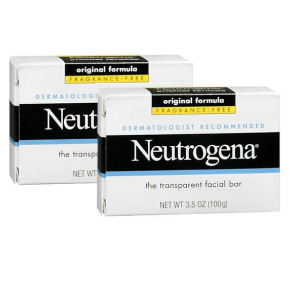 Neutrogena The Transparent Facial Bar Original Formula, Fragrance Free 3.50 oz (Pack of 2)