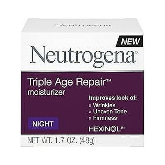 Neutrogena Triple Age Repair Anti-Aging Night Cream with Vitamin C; Fights Wrinkles & Evens Tone, Firming Anti-Wrinkle Face & Neck Cream; Glycerin & Shea Butter, 1.7 oz
