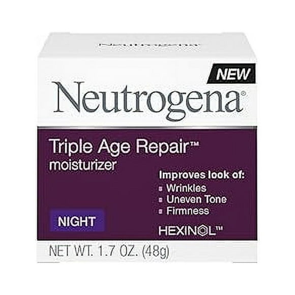 Neutrogena Triple Age Repair Anti-Aging Night Cream with Vitamin C; Fights Wrinkles & Evens Tone, Firming Anti-Wrinkle Face & Neck Cream; Glycerin & Shea Butter, 1.7 oz