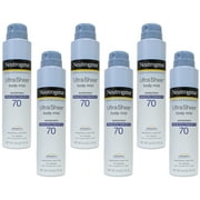 Neutrogena Ultra Sheer Body Mist Full Reach Sunscreen Spray Broad Spectrum SPF 70 5 oz Pack of 6