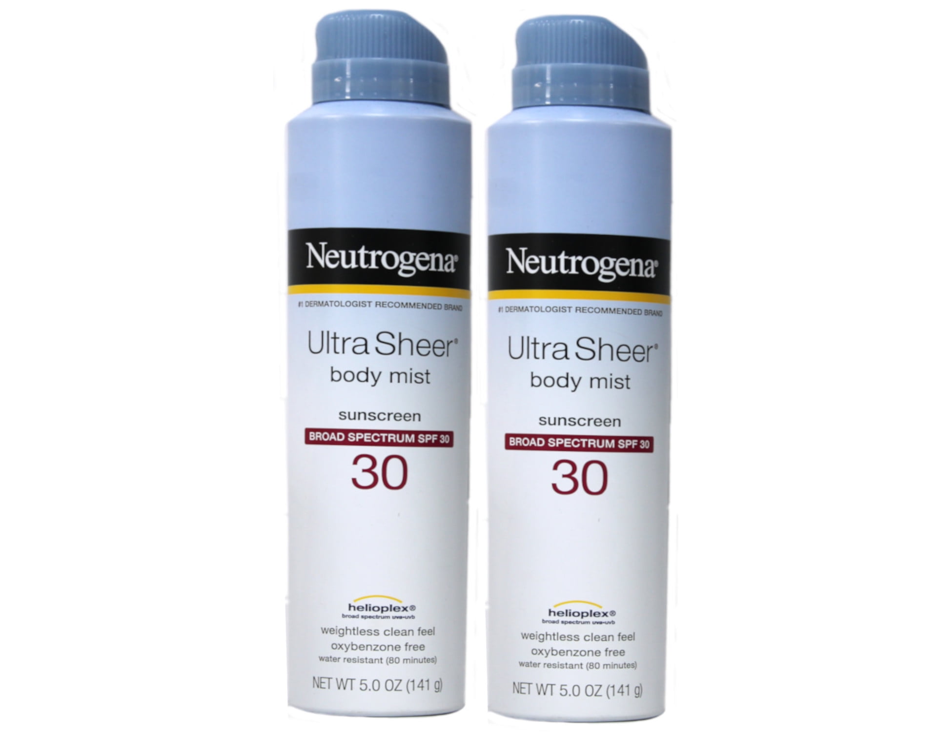 Neutrogena Ultra Sheer Body Mist Full Reach Sunscreen Spray, SPF 30, 5 oz (Pack of 2)