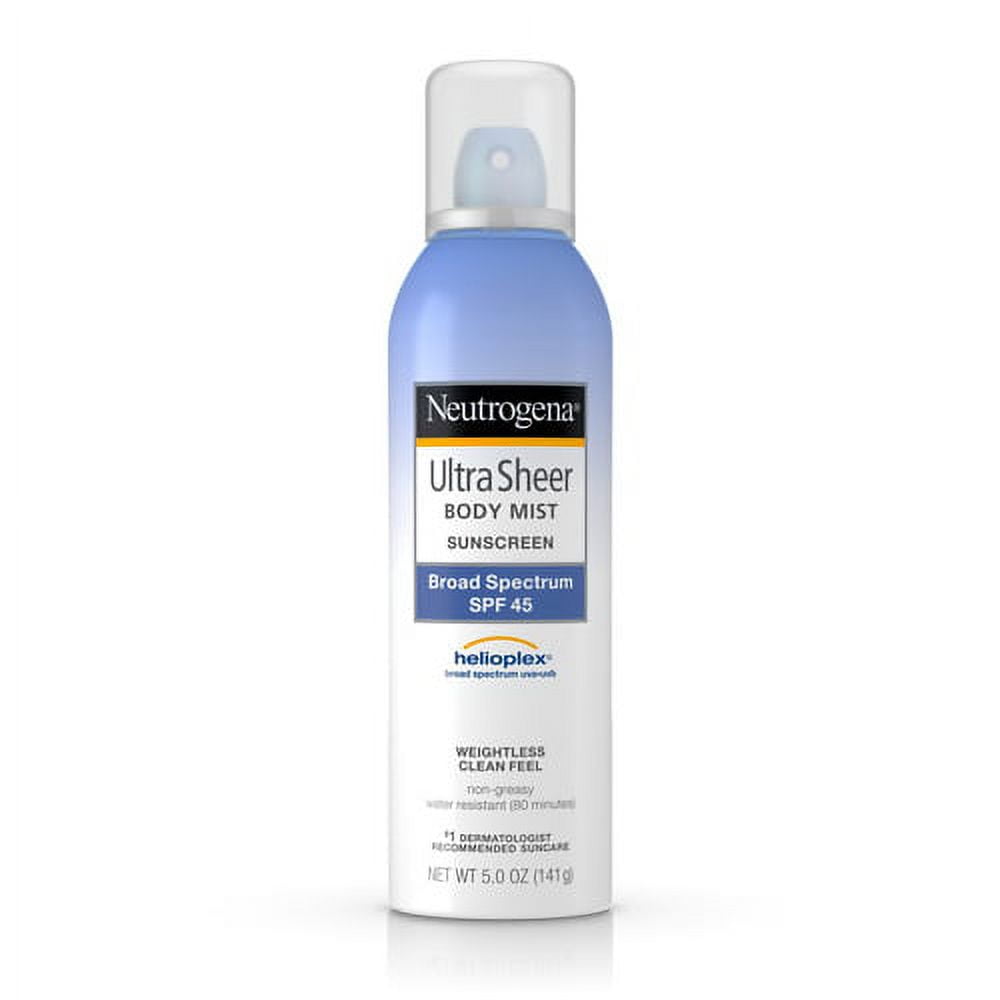 Neutrogena Ultra Sheer Body Mist SPF 45 Sunscreen 5 oz, 3 Pack
