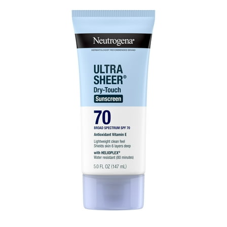 Neutrogena Ultra Sheer SPF 70 Body Sunscreen Lotion, Dry-Touch, Sheer Finish Sun Care, 5 fl oz