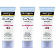 Neutrogena Ultra Sheer Dry-Touch Sunscreen Lotion, Broad Spectrum SPF 30 UVA/UVB Protection, Oxybenzone-Free, Water Resistant, Non-Comedogenic, Non-Greasy, Travel Size, 3 Fl Oz, Pack of 3