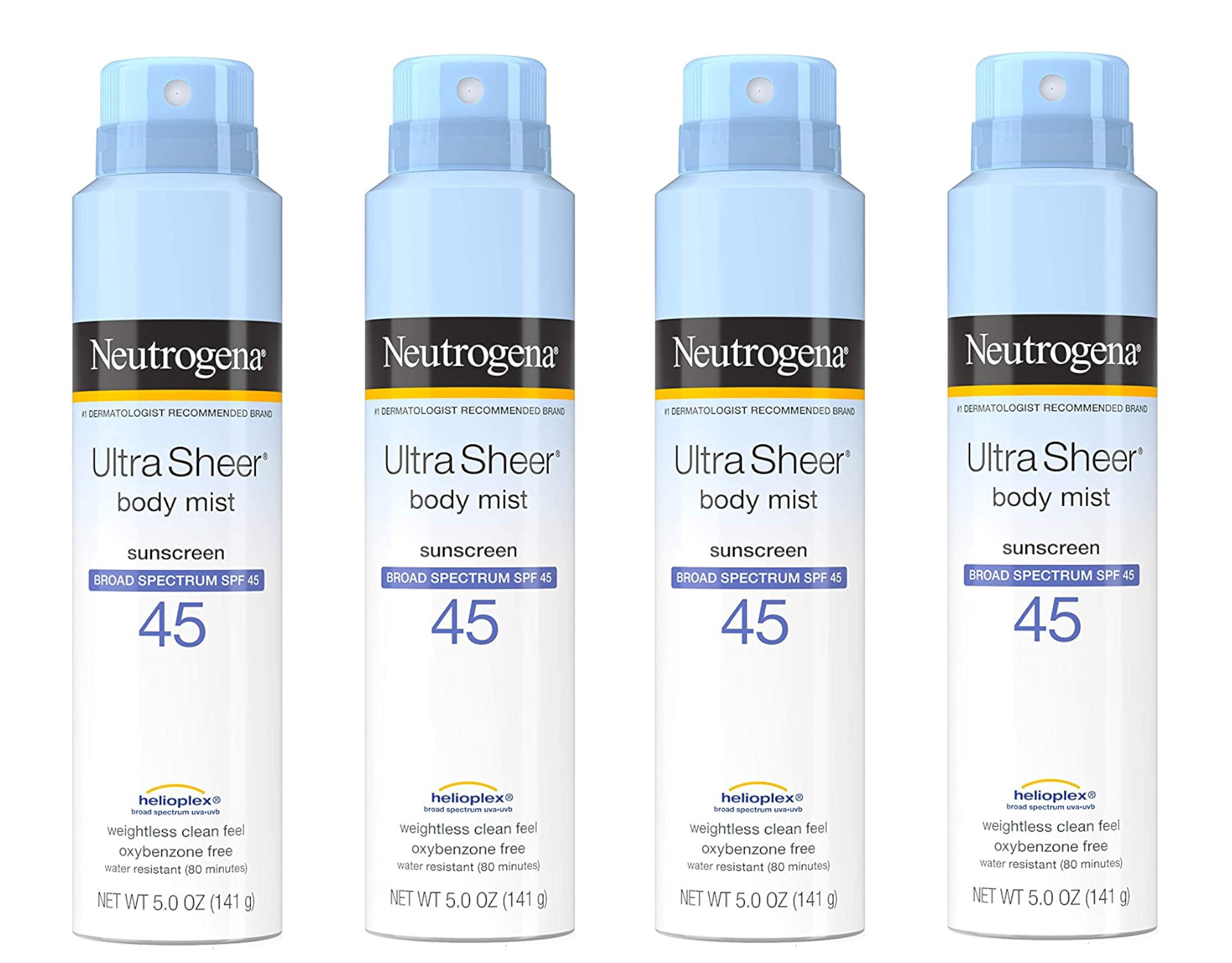 Neutrogena Ultra Sheer SPF 45 Body Mist Full Reach Spray, 5 Ounce