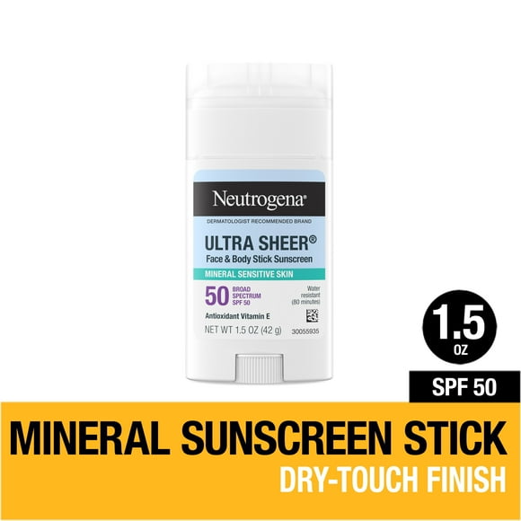 Neutrogena Ultra Sheer SPF 50 Zinc Mineral Sunscreen Stick, 1.5 oz