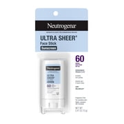 Neutrogena Ultra Sheer SPF 60 Face Sunscreen Stick, Sheer Finish Facial Sun Care, .47 oz