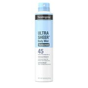 Neutrogena Ultra Sheer SPF 45 Body Sunscreen Spray, Dry-Touch, Sheer Finish Sun Care, 8 oz