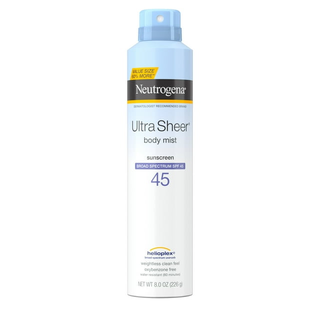 Neutrogena Ultra Sheer Sunscreen Spray SPF 45, Family Size, 8 oz ...