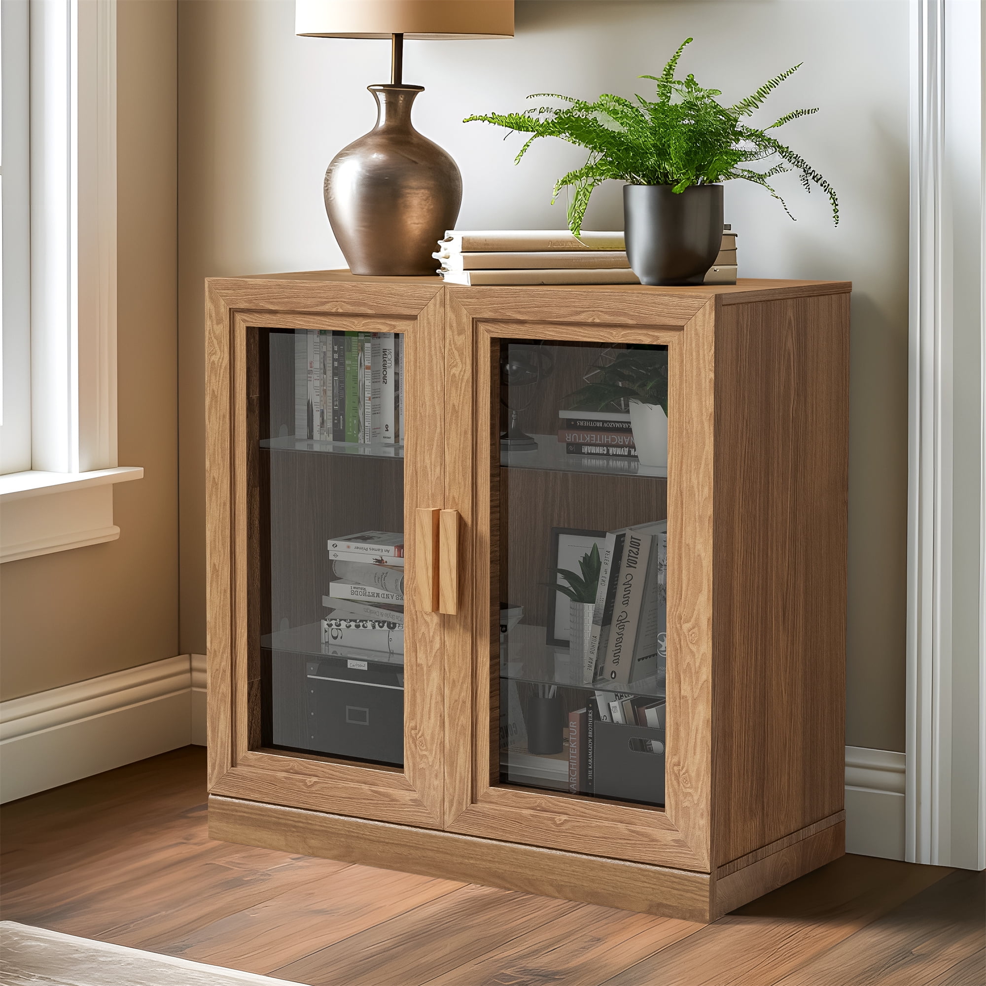 31 x31 x16 Modern Rectangle Wood Storage Cabinets for Livingroom Wood Color