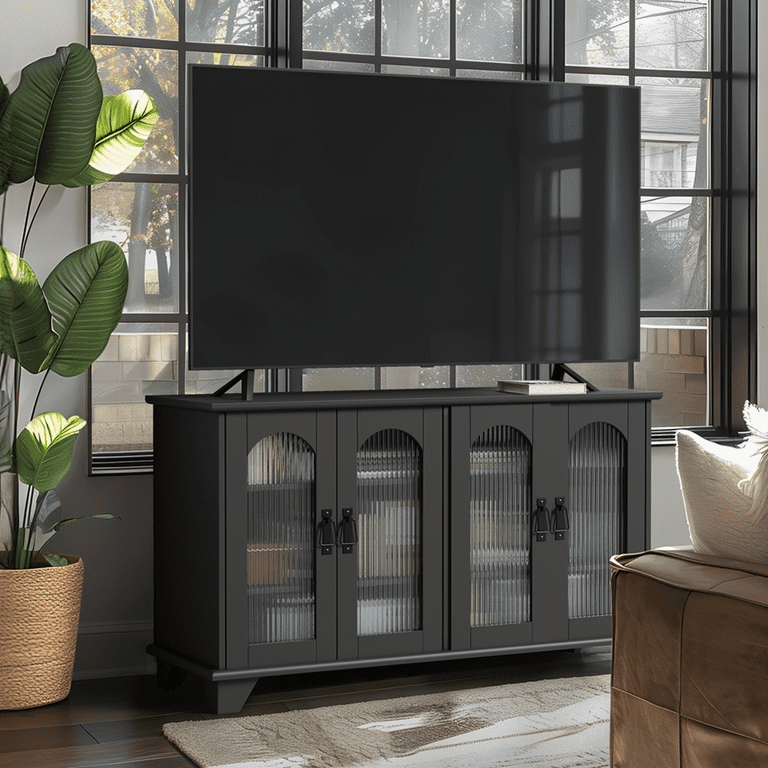 Black glass tv stand 65 inch sale