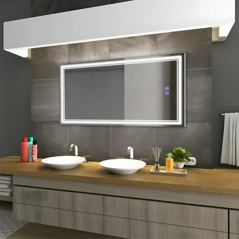 Bathroom mirror with ring light outlet