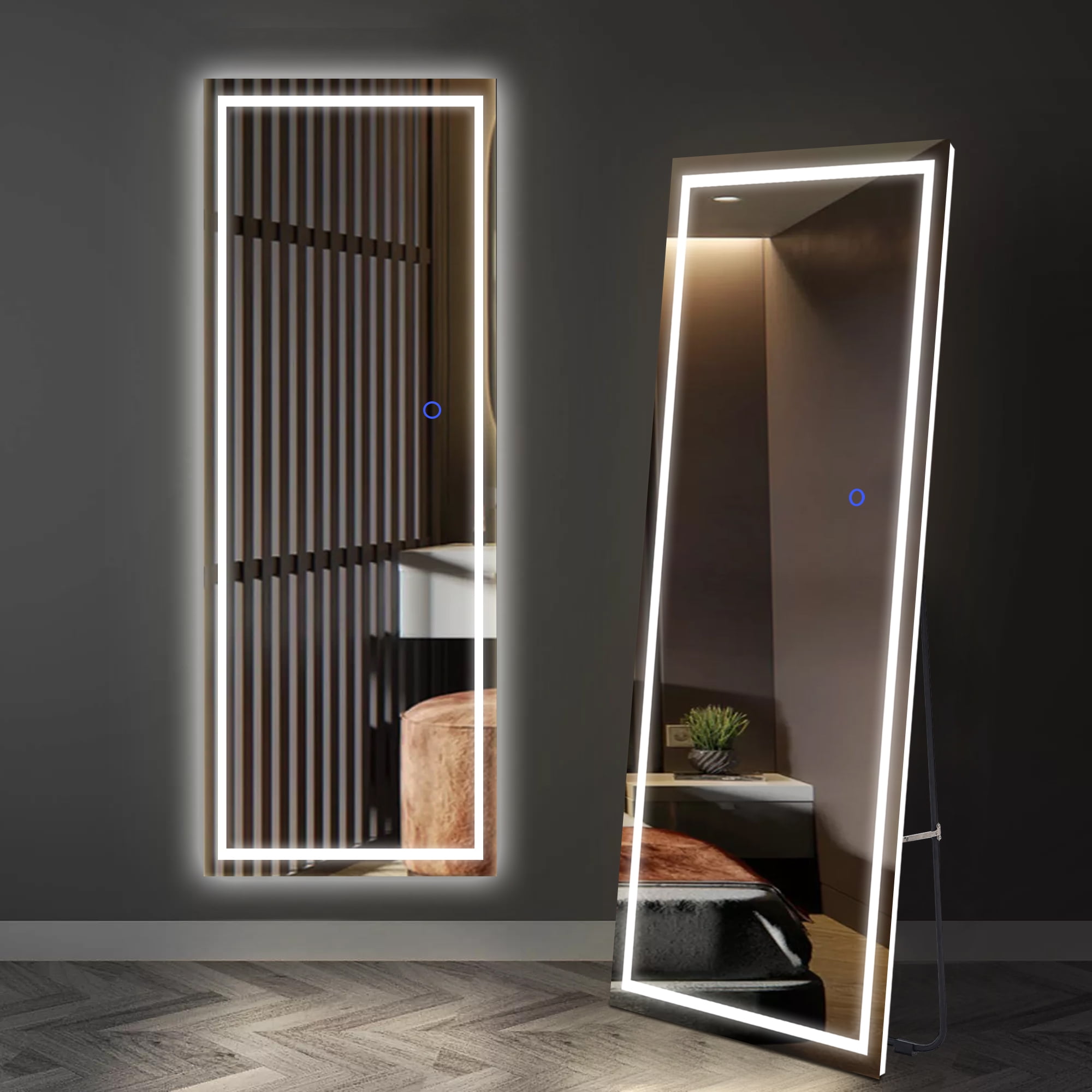 Led cheap floor mirror