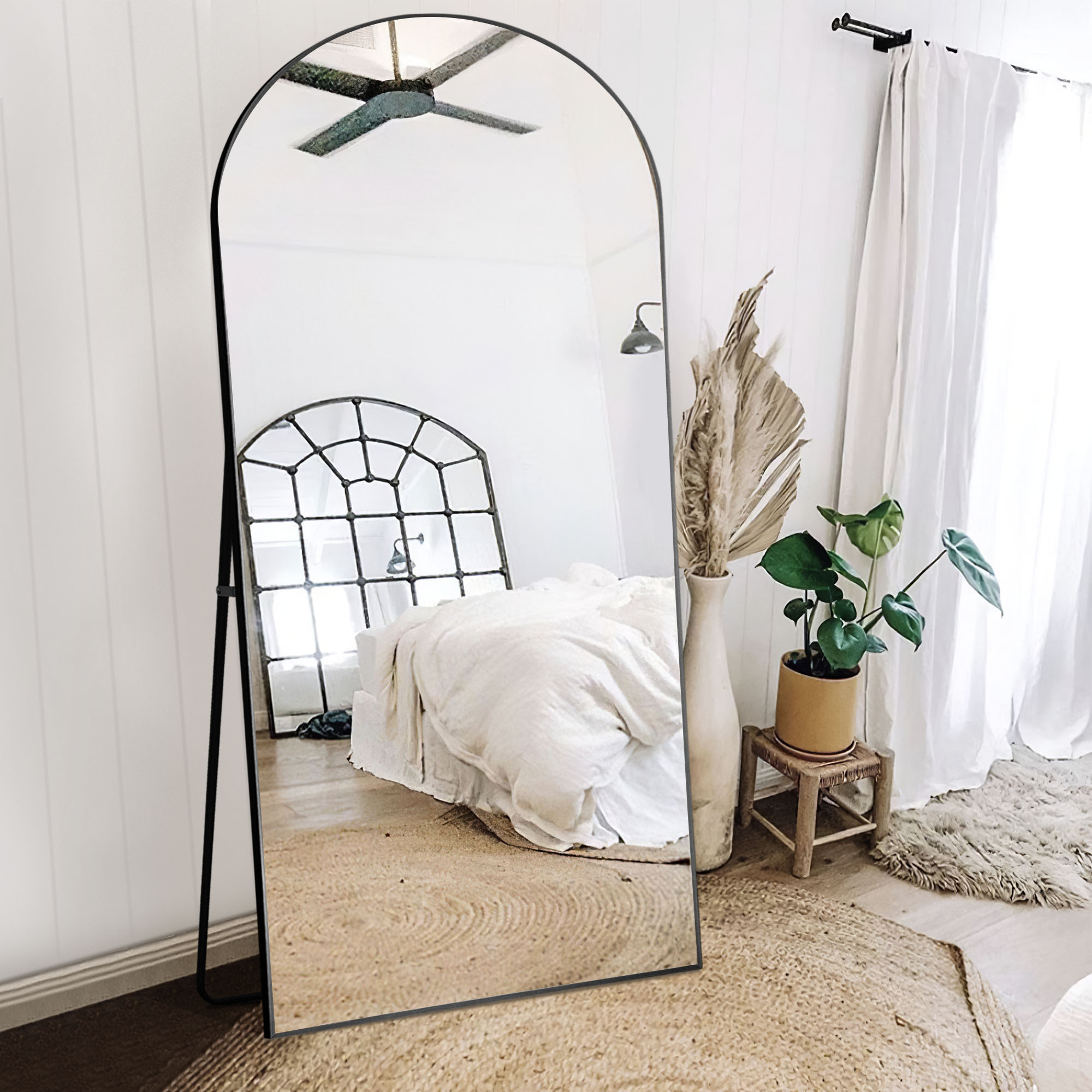 Frameless Arched Top Tilt Mirror with Beveled Edge