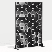 Neutype 72"x47"x16" Outdoor Privacy Screen with Stand Metal Balcony Decorative Screen,Black