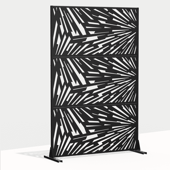 MAYEERTY 72"x47"x16" Outdoor Privacy Screen with Stand Metal Balcony Decorative Screen,Black