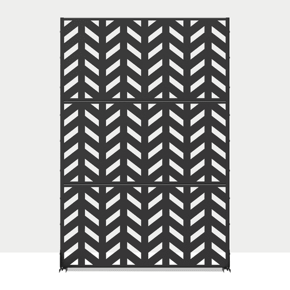 MAYEERTY 72"x47"x16" Outdoor Privacy Screen with Stand Metal Balcony Decorative Screen,Black