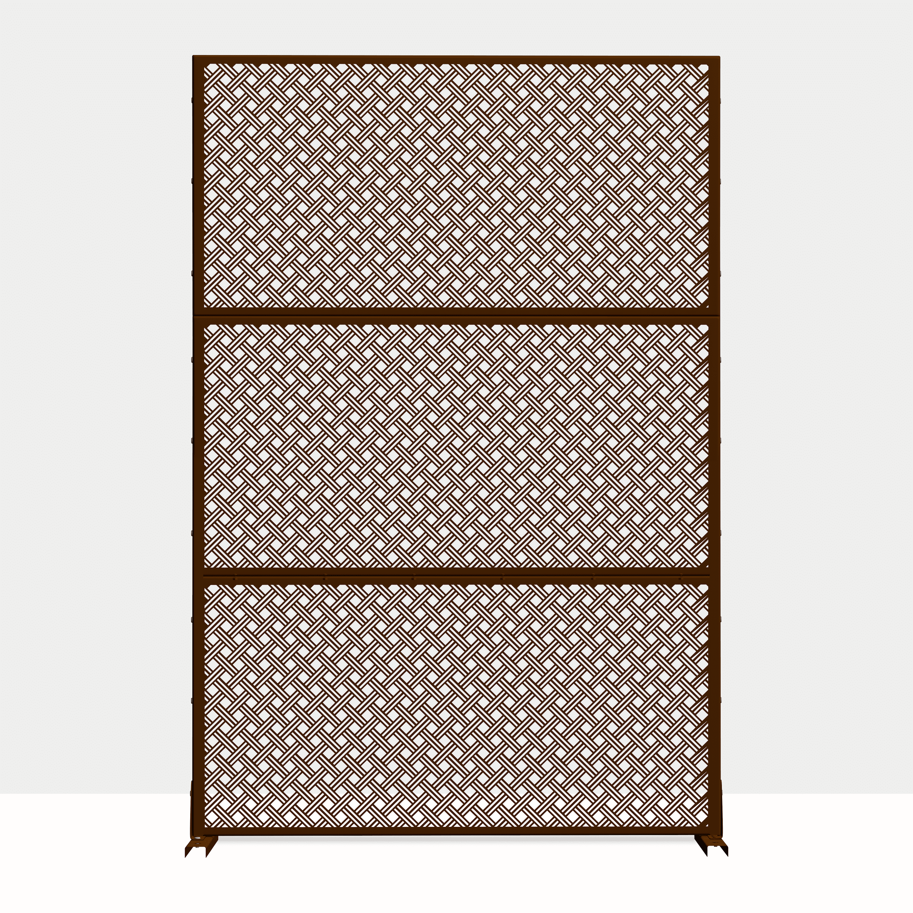 Dovelina 72"x47"x16" Outdoor Privacy Screen with Stand Metal Balcony Decorative Screen,Brown