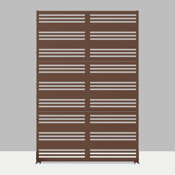 MAYEERTY 72"x47"x16" Outdoor Privacy Screen with Stand Metal Balcony Decorative Screen,Brown