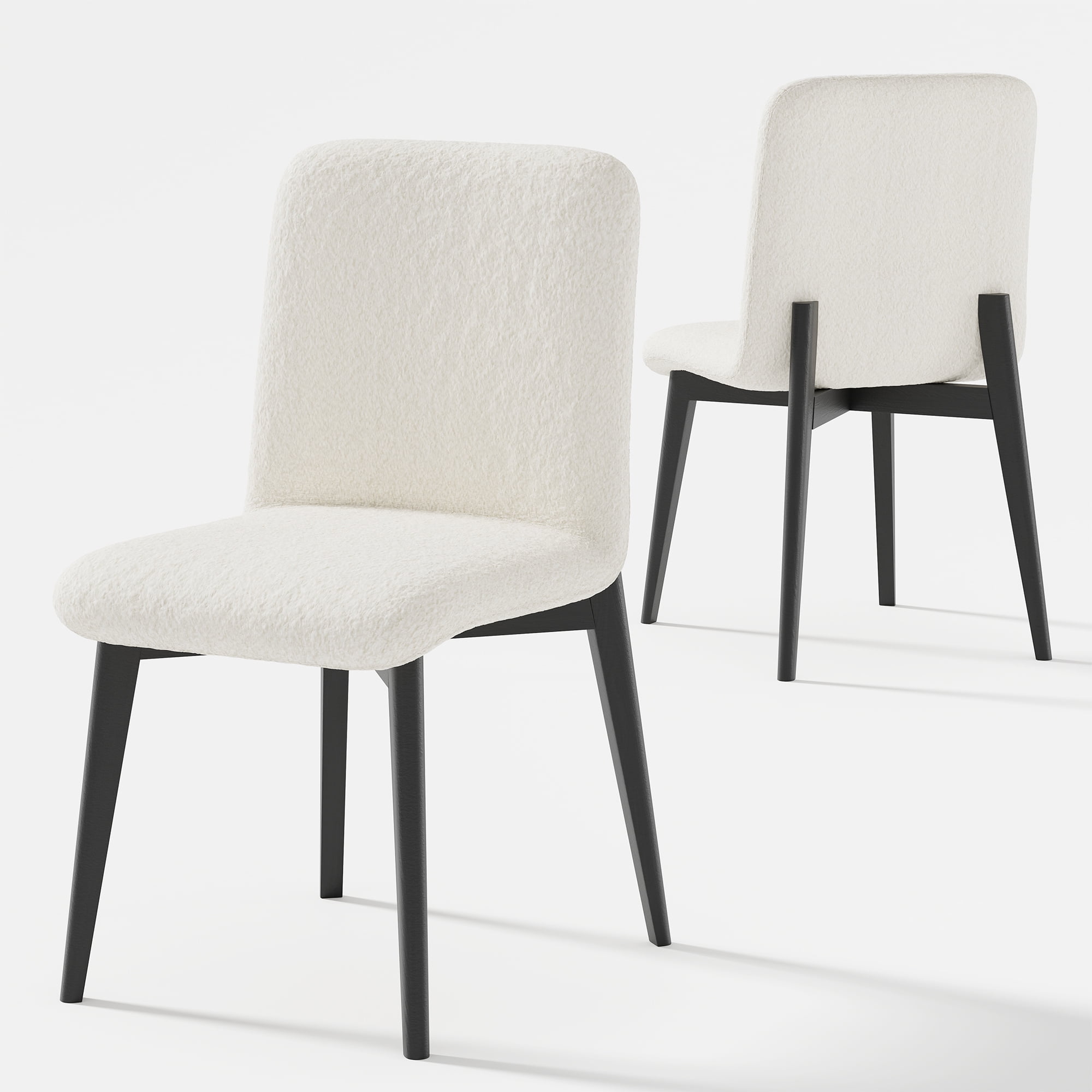 Bethea Solid Wood and Fabric Dining Chairs in Black (Set of 2)