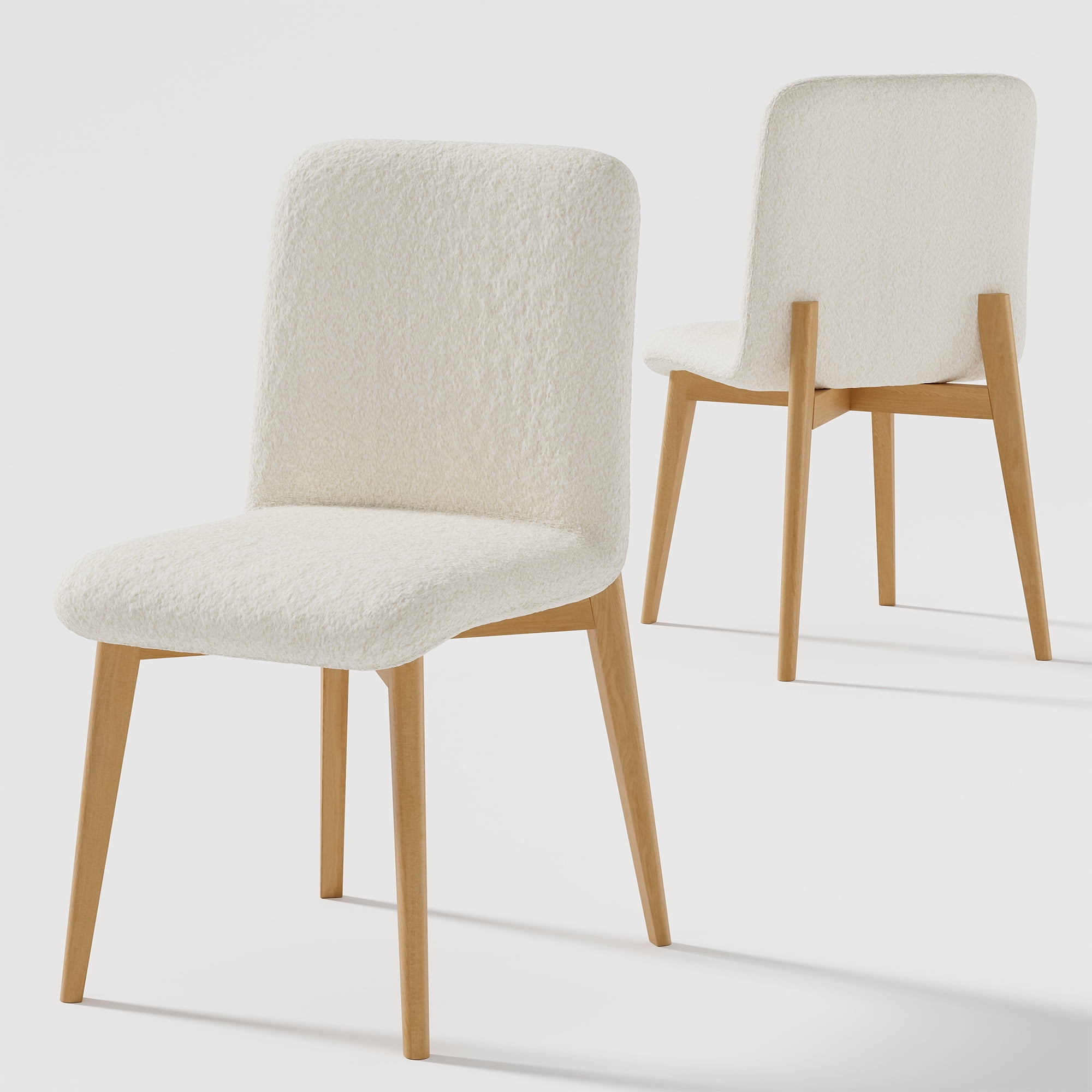Bethea Solid Wood and Fabric Dining Chairs in Natural Color (Set of 2)
