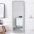 thumbnail image 1 of POSHIONS 65"x22" Rustic Full Length Floor Mirror Wood Frame Rectangular Hanging Wall Decor White, 1 of 5