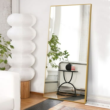 POSHIONS 71"x32" Full Length Mirrors Rectangle Floor Mirrors, Aluminium Alloy, Modern, Gold