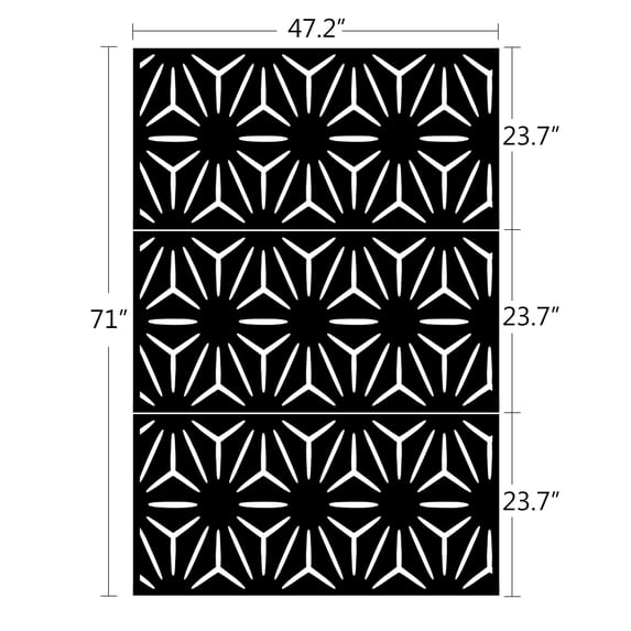 POSHIONS Decorative Metal Privacy Screen Panel Fencing 47" x 71",Star(3 pcs)