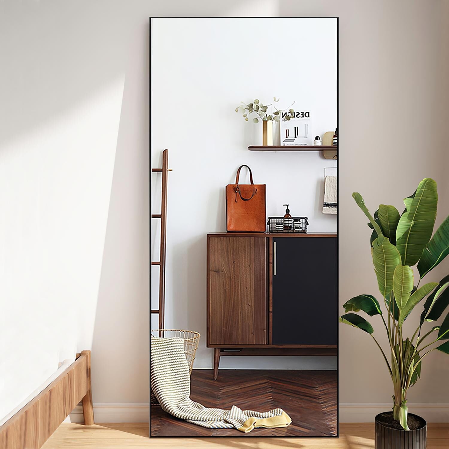 Neutypechic Modern Aluminum Alloy Slim Framed Fulllength Floor Mirror