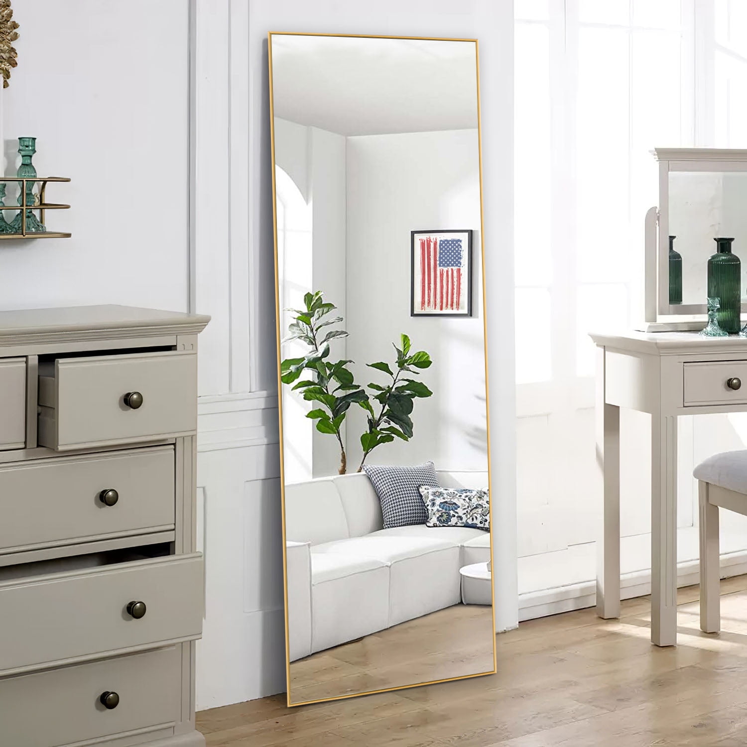 Neutypechic Modern Arched Mirror Fulllength Floor Mirror with Standing