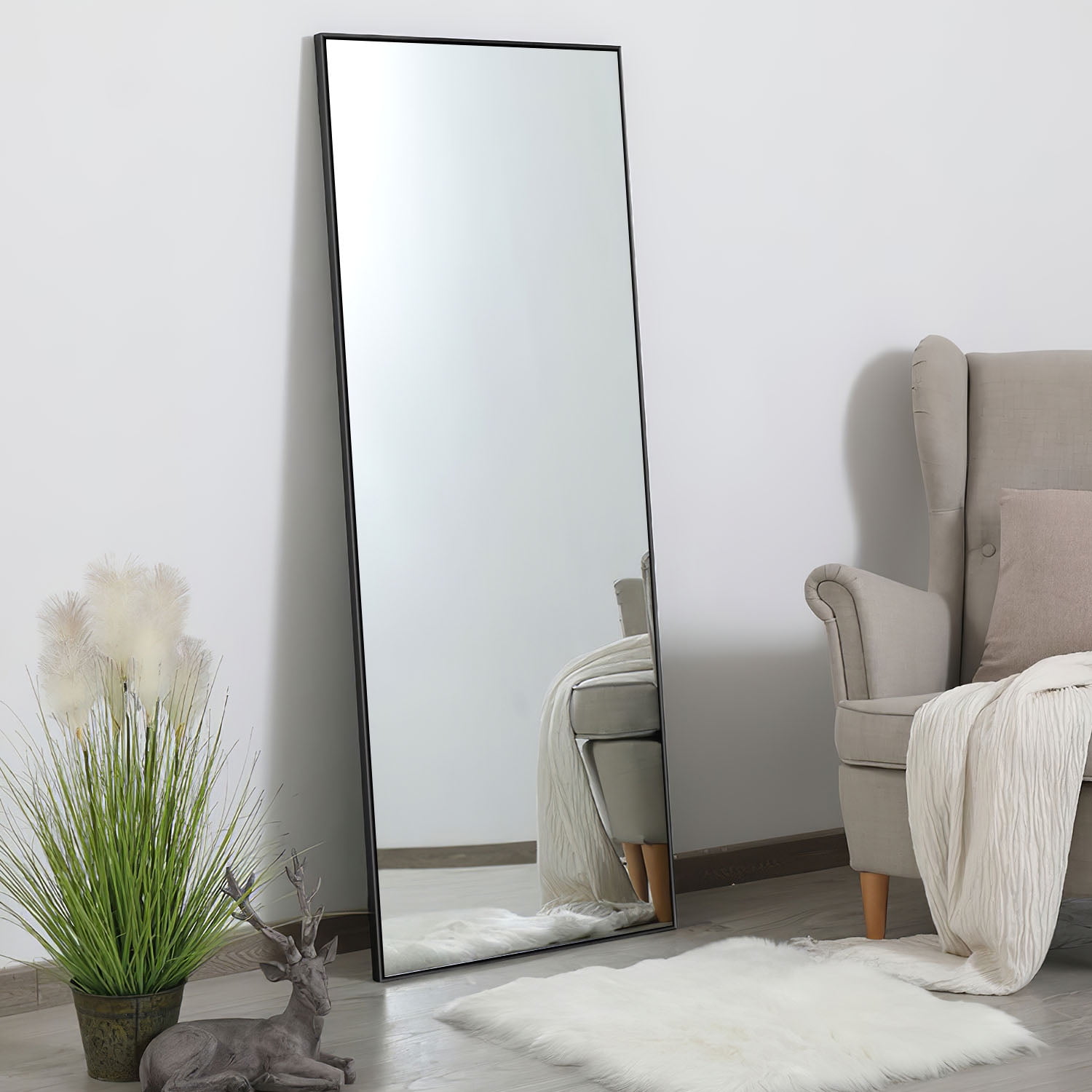 Neutypechic Modern Arched Mirror Fulllength Floor Mirror with Standing
